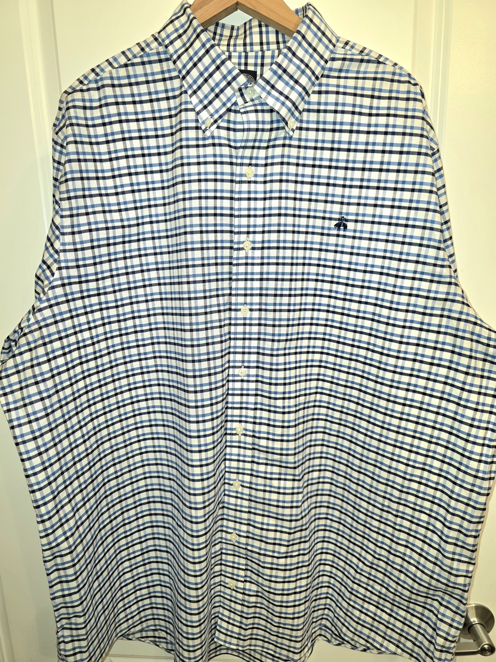 Brooks Brothers Mens 2XLT Blue Plaid Non-Iron Stretch Button Down Shirt